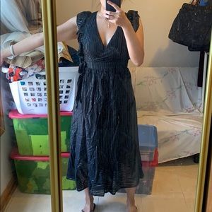 Lulus black maxi striped ruffled dress